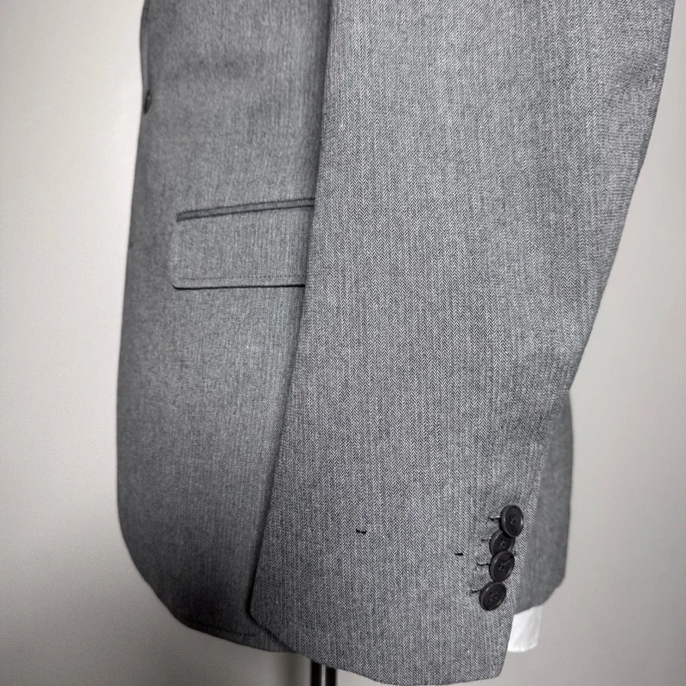 Banana Republic Blazer‎ Mens 44R Grey Herringbone Tailored Fit Emmetex Italian